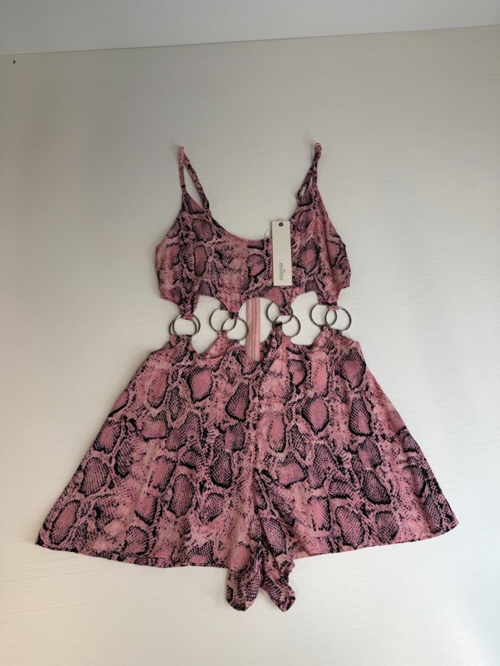 Millau Romper Women Small Open Metal Waist Animal Print Resort Work Party Ne